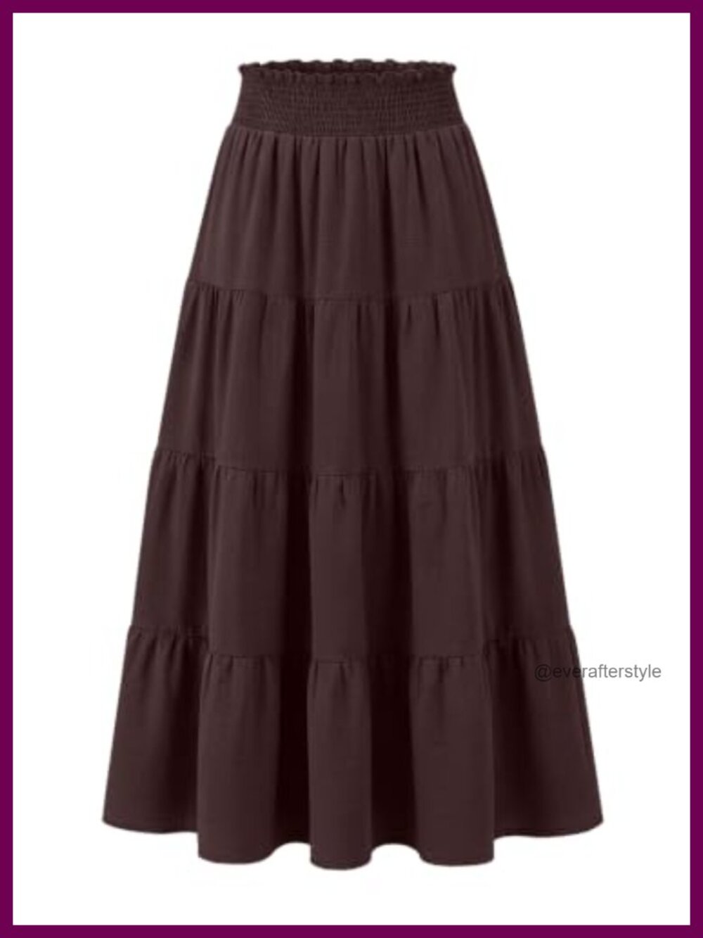High Waist Smocked Maxi Skirt Flowy Tiered Ruffle Hem Pockets